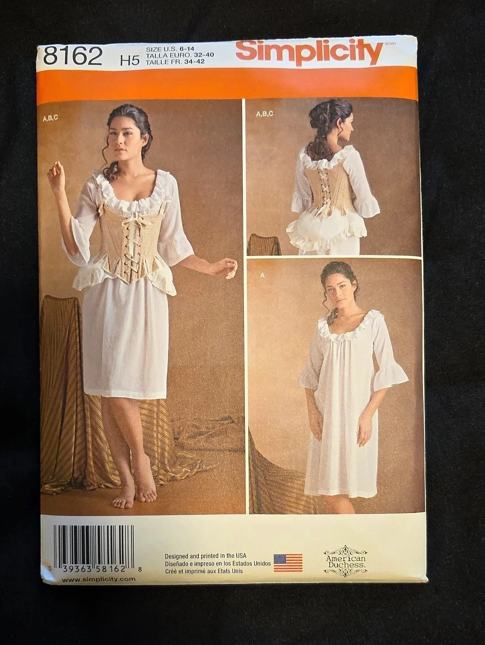 Simplicity 8161 and 8162 18th Century Costumes and Undergarments Sewing Patterns